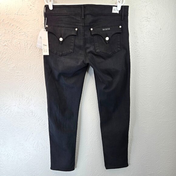 Hudson Collin Skinny Jeans Flap Pocket Mid Rise Black Stretch Denim Size 31 - Picture 1 of 13